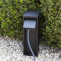 Stopcontact tuin buiten zwart vierkant &apos;Mains&apos; 1x EU 24 cm