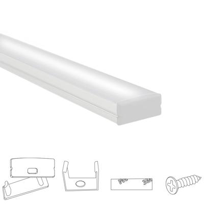 Aluminium ledstrip profiel wit opbouw 4m - breed en laag - compleet met afdekkap