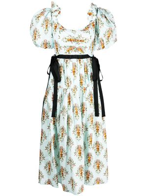 Agua By Agua Bendita robe mi-longue à fleurs - Bleu