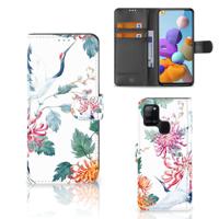 Samsung Galaxy A21s | Telefoonhoesje | Met pasjeshouder | Bird Flowers