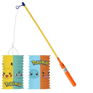 Pokemon lampion - multi kleuren - H28 cm - papier - met lampionstokje - 50 cm