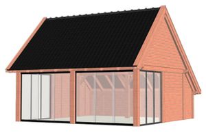 Kapschuur De Hofstee XXL 655x720 cm - Combinatie 1- Kapschuurdak- Onbehandeld lariks Douglas hout- Trendhout