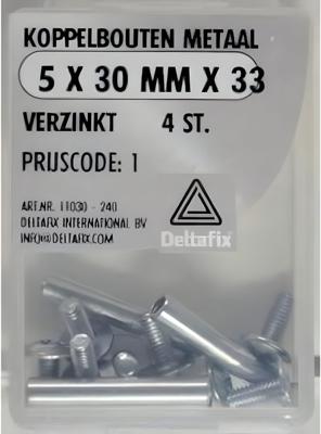 Koppelbout metl 5x30mm verz 4st - Deltafix