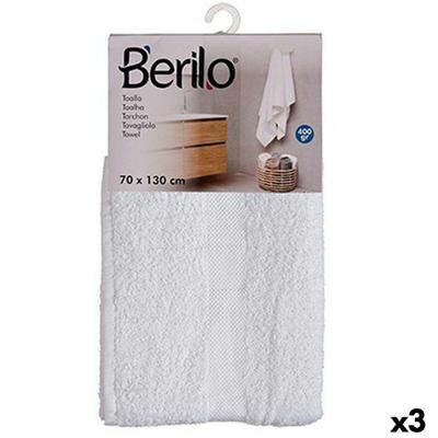Badhanddoek Berilo Wit 80 % katoen 20 % Polyester 70 x 130 cm 35 x 4 x 20 cm 70 x 130 x 0,2 cm (3 Stuks)