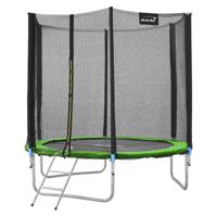 Trampoline Ø183 cm met veiligheidsnet, ladder en gevoerde stokken Groen tot 100kg HAUKI - thumbnail