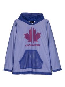 DSQUARED2 KIDS hoodie en résille à logo imprimé - Bleu