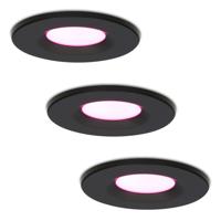 Set van 3 Venezia Smart inbouwspots - IP65 waterdicht - 6 Watt 450 lumen - Wifi + Bluetooth - RGBWW - Google Home, Amazon Alexa en Siri - Zwart - Badkamer, binnen en buiten