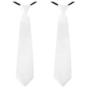 2x stuks witte carnaval stropdas 40 cm verkleedaccessoire