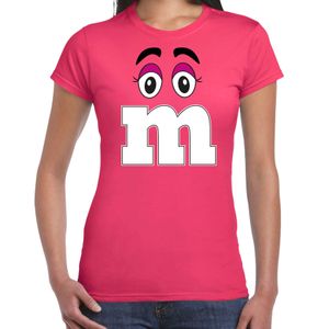 Verkleed t-shirt M voor dames - fuchsia roze - carnaval/themafeest kostuum