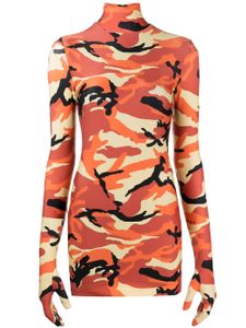 VETEMENTS robe courte à imprimé camouflage - Orange