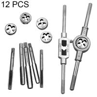 12 stuks multi specificatie kraan en sterven combinatie Set Hand metrische draad tappen moersleutel Lier