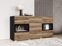Commode BABEL 2 deuren en 3 lades walnoot/grijs eik zonder led