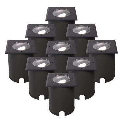 Set van 9 Cody LED Grondspots Zwart - GU10 4,5 Watt 345 lumen dimbaar - 6500K daglicht wit - Kantelbaar - Overrijdbaar - Vierkant - IP67 waterdicht Set van 9 Cody LED Grondspots Zwart - GU10 4,5 Watt 345 lumen dimbaar - 6500K daglicht wit - Kantelbaar - Overrijdbaar - Vierkant - IP67 waterdicht