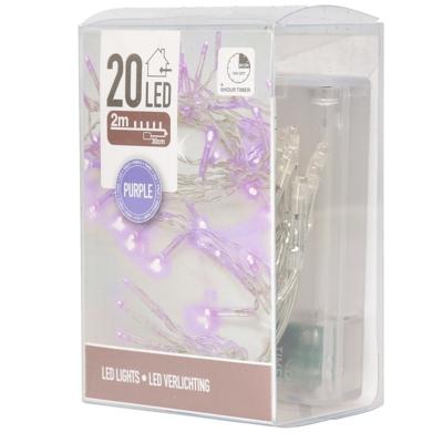 Lichtsnoer clusterverlichting op batterijen - paars - 200 cm - met timer - feestverlichting