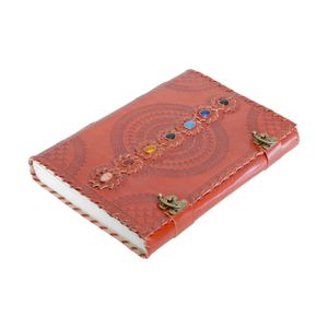 Spiritueel Notitieboek Leer - 7 Chakra&apos;s Lijn (A4-formaat) - Handgemaakt