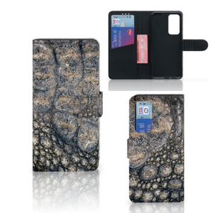 Huawei P40 Telefoonhoesje met Pasjes Krokodillenprint