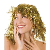 Pruik - 4x - goud - folie - seventies - disco - verkleden - carnaval