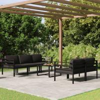 6-delige Loungeset met kussens aluminium antracietkleurig
