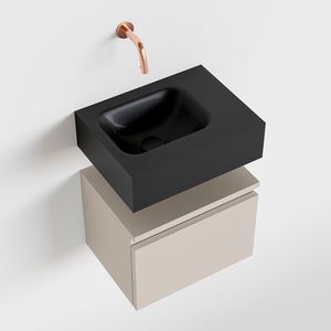 Toiletmeubel Mondiaz Andor | 40 cm | Meubelkleur Linen | Lex vrijhangend wastafel Urban Links | Zonder kraangat