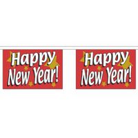 Polyester vlaggenlijn met happy new year 9 m   -