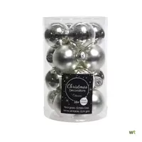 Kerstballen rond zilver dia3,5cm 16st - thumbnail