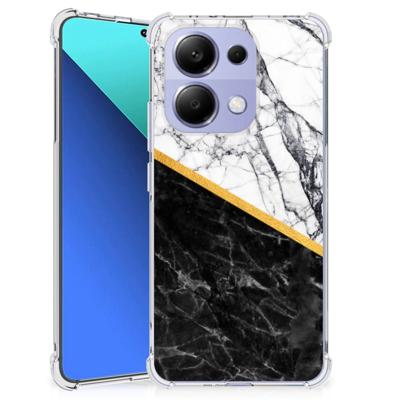 Xiaomi Redmi Note 13 4G Anti-Shock Hoesje Marmer Wit Zwart - Origineel Cadeau Man Xiaomi Redmi Note 13 4G Anti-Shock Hoesje Marmer Wit Zwart - Origineel Cadeau Man
