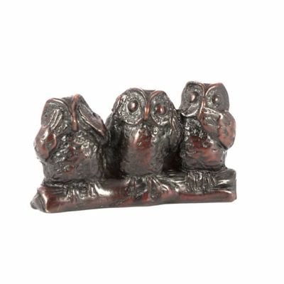 Polystone Beeldje Uilen "Horen, Zien en Zwijgen" (8 cm)
