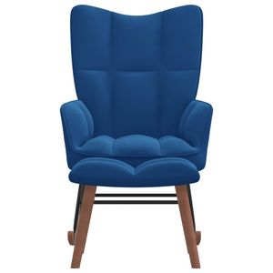 The Living Store Schommelfauteuil Blokpatroon - 61 x 78 x 98 cm - Blauw