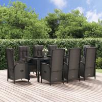 9-delige Tuinset poly rattan zwart