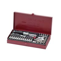 WGB 1/4" Doppendoos 4-13mm + bits in metalen kist, 36-delig