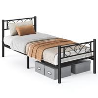 Metalen bedframe met opbergruimte onder het bed, Zwart / 90 x 200 cm Metalen bedframe met opbergruimte onder het bed, Zwart / 90 x 200 cm