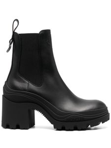 Moncler bottes en cuir à talon épais 90 mm - Noir