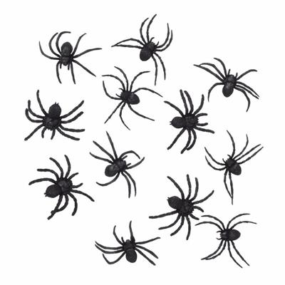 Boland Horror decoratie spinnen - 36x stuks - 8 cm - Halloween dieren - kunststof - zwart