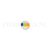 Balletje 1.6 mm acryl wit met gekleurde band licht