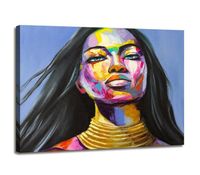 Schilderij - Vrouw Gezicht, Multi-gekleurd, 80X60cm, 1luik