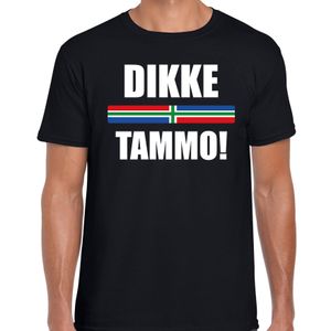 Dikke tammo met vlag Groningen t-shirts Gronings dialect zwart voor heren