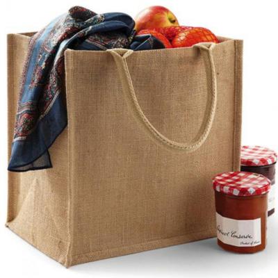 Jute boodschappentas/shopper - 5x - klein - 30 x 30 x 19 cm