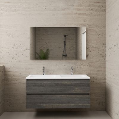 ACTIE BWS Badmeubel | Paris | Frey Oak 120 cm | Hoogglans Wit Wastafel | 2 Kraangaten