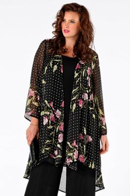 Yoek Blouse-jacket ANNA | Zwart | Maat Plus
