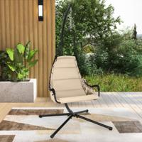 Hangstoel met Stalen Steun Hangschommel met Extra Brede Gevoerde Zitting Terrashangstoel voor Binnen en Buiten Belasting 120 KG