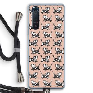 Zwarte poes: Sony Xperia 5 II Transparant Hoesje met koord