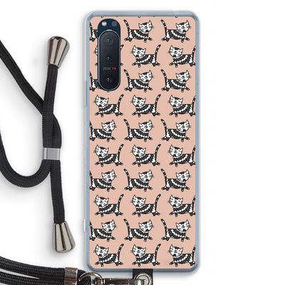 Zwarte poes: Sony Xperia 5 II Transparant Hoesje met koord