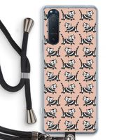 Zwarte poes: Sony Xperia 5 II Transparant Hoesje met koord