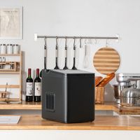 Tegenaanrecht Ijsmaker Ijsblokjesmachine met warmte-isolatie 15 kg dagelijkse opbrengst 6-Min Snelle Cyclus Auto-Reinigen Zwart