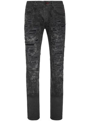 Philipp Plein jean à effet usé - Noir
