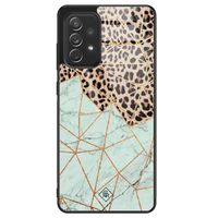 Samsung Galaxy A72 glazen hardcase - Luipaard marmer mint - thumbnail