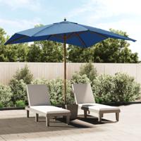 VidaXL Parasol met houten paal 300x300x273 cm azuurblauw