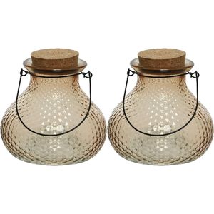 2x wespenvanger/wespenval met hengsel - glas - lichtbruin - D14 x H13 cm