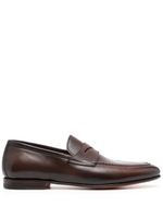 Santoni penny-slot leather loafers - Marron