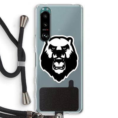 Angry Bear (white): Sony Xperia 5 III Transparant Hoesje met koord